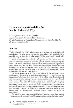 Urban Water Sustainability for Yanbu Industrial City