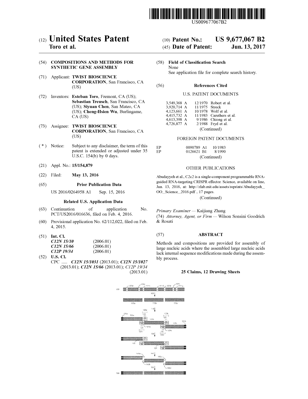 (12) United States Patent (10) Patent No.: US 9,677,067 B2 Toro Et Al