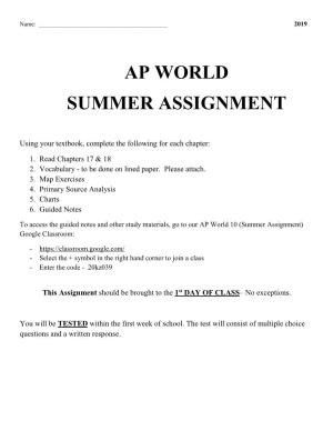 Ap World Summer Assignment