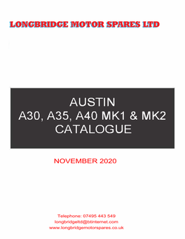 Austin A30, A35, A40 Mk1 & Mk2 Catalogue