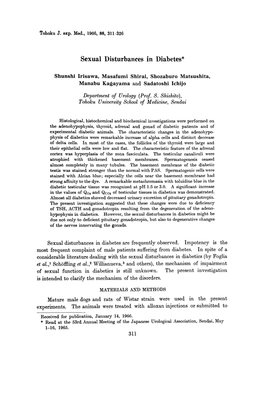 Sexual Disturbances in Diabetes* Department of Urology