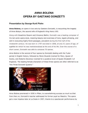 Anna Bolena Opera by Gaetano Donizetti
