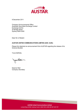 8 December 2011 Company Announcements Office Australian