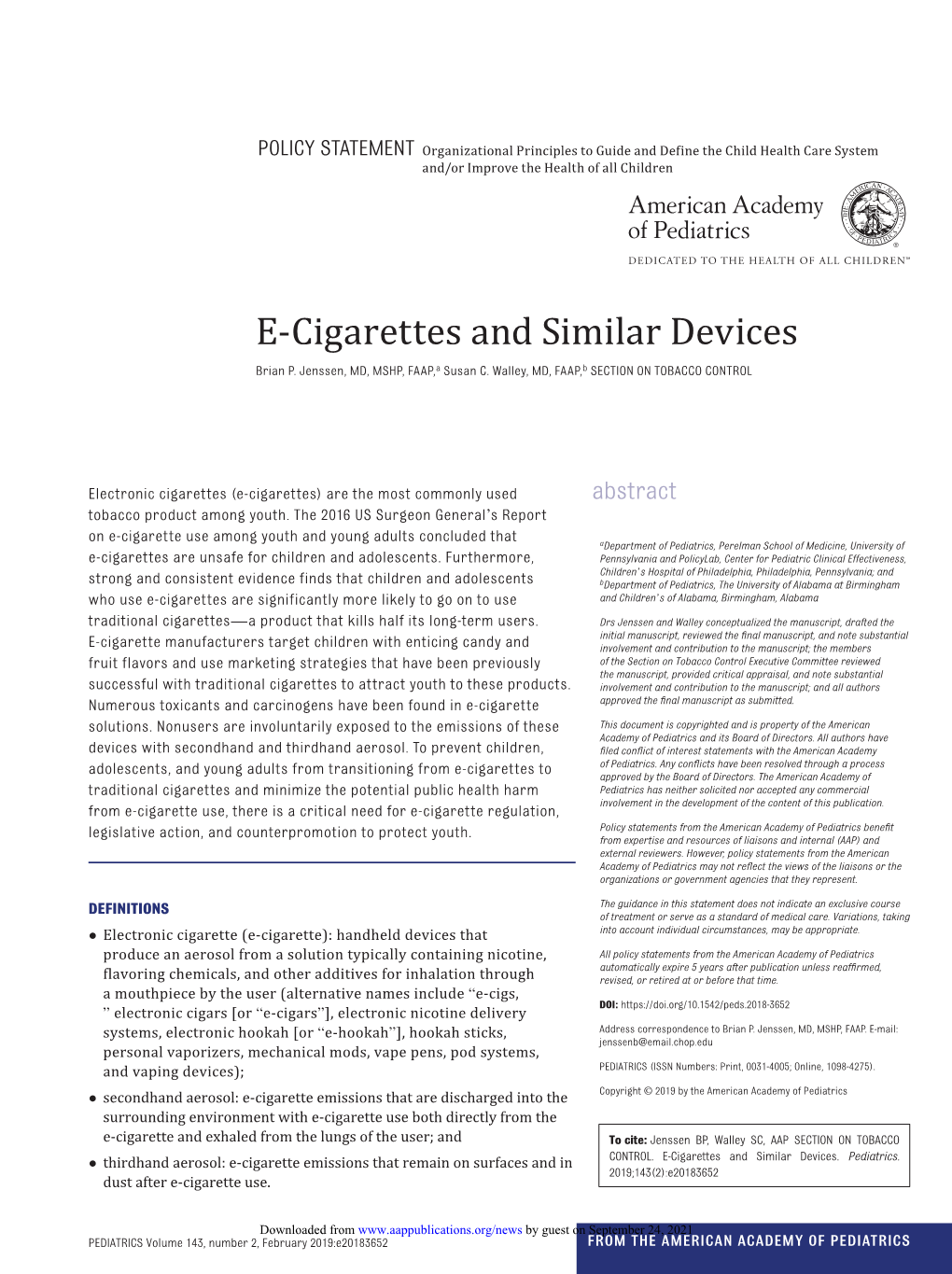 E-Cigarettes and Similar Devices