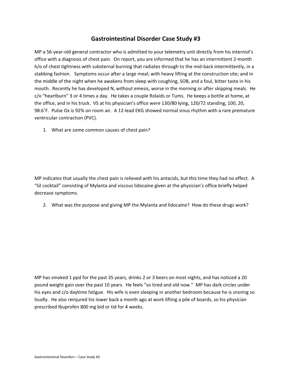 Gastrointestinal Disorder Case Study #3