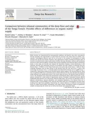 Comparison Between Infaunal Communities of the Deep Floor and Edge of the Tonga Trench Possible Effects of Differences in Organ