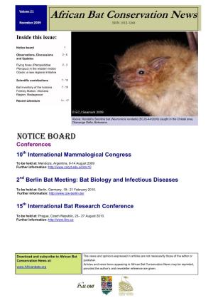 African Bat Conservation News November 2009 ISSN 1812-1268