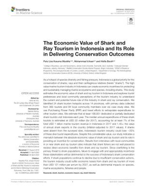 The Economic Value of Shark and Ray Tourism in Indonesia and Its Role in Delivering Conservation Outcomes