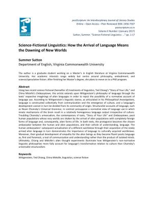 Science-Fictional Linguistics: How the Arrival of Language Means the Dawning of New Worlds