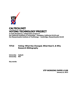 Caltech/Mit Voting Technology Project