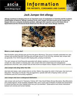 Jack Jumper Ant Allergy