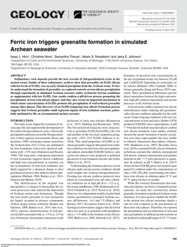Ferric Iron Triggers Greenalite Formation in Simulated Archean Seawater Isaac L