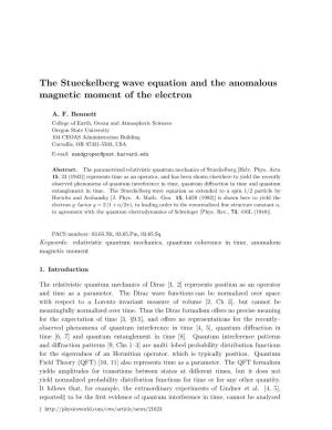 The Stueckelberg Wave Equation and the Anomalous Magnetic Moment of the Electron