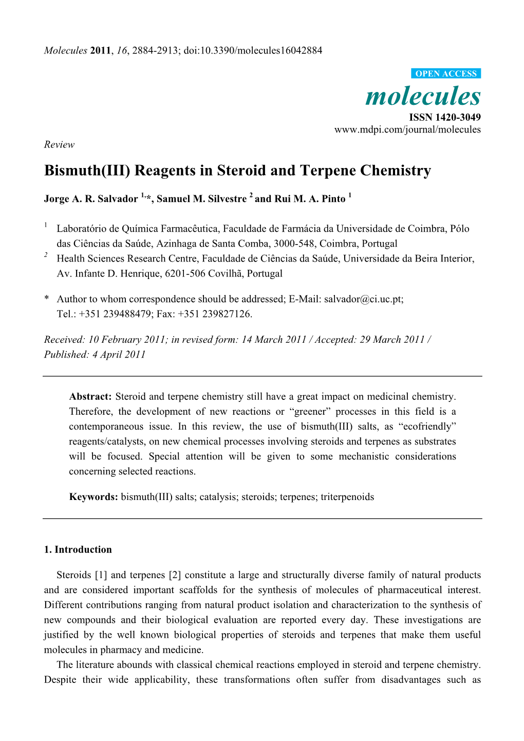 Bismuth(III) Reagents in Steroid and Terpene Chemistry