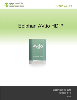 Epiphan AV.Io HD User Guide