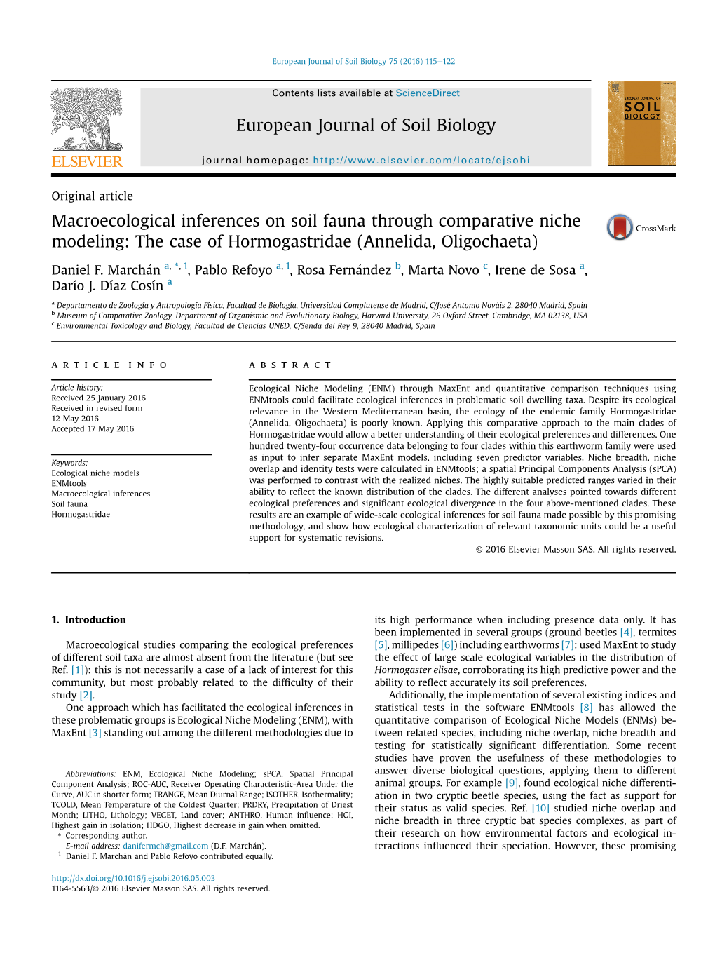 Macroecological Inferences on Soil Fauna Through Comparative Niche Modeling: the Case of Hormogastridae (Annelida, Oligochaeta)