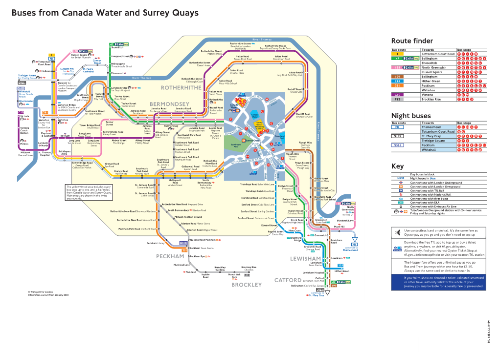 Buses from Canada Water and Surrey Quays