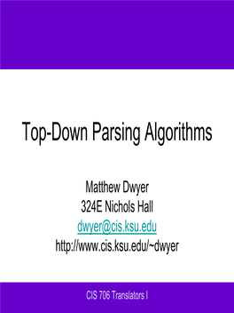 Top-Down Parsing Algorithms