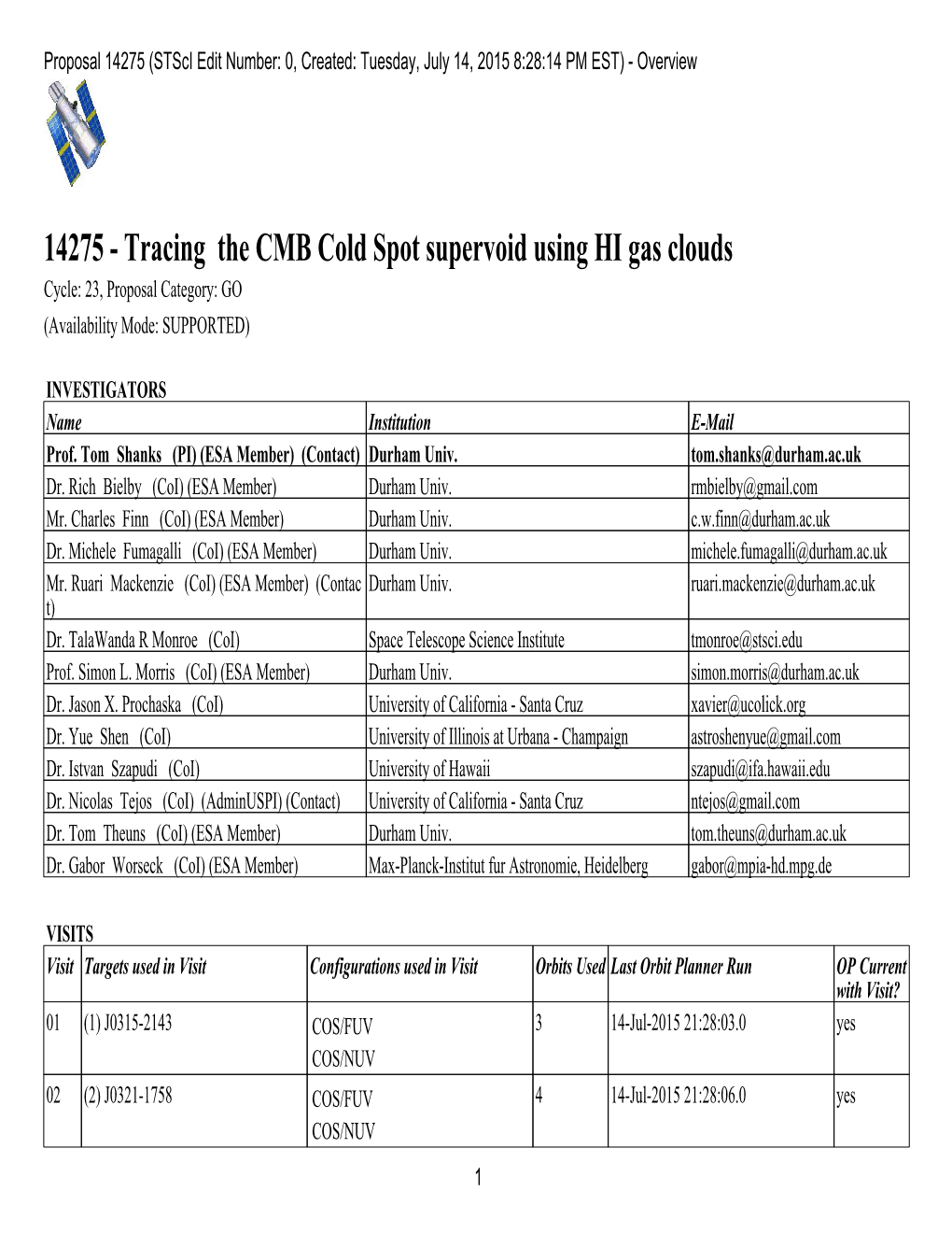 14275 (Stsci Edit Number: 0, Created: Tuesday, July 14, 2015 8:28:14 PM EST) - Overview