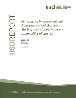 Performance Improvement and Assessment of Collaboration: Starting Points for Networks and Communities of Practice