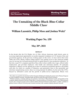 The Unmaking of the Black Blue-Collar Middle Class†