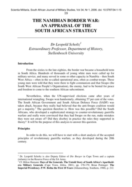 The Namibian Border War: an Appraisal of the South African Strategy