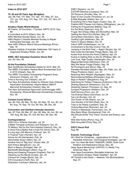 To 2010 QST Page 1 Index to 2010 QST 75, 50 and 25 Years