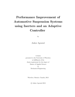 Performance Improvement of Automotive Suspension Systems Using Inerters and an Adaptive Controller
