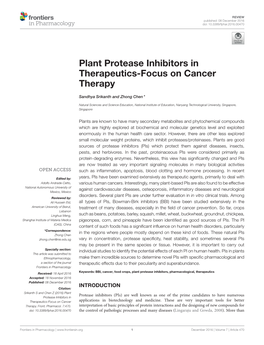 Plant Protease Inhibitors in Therapeutics-Focus on Cancer Therapy