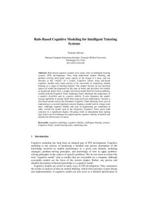 Cognitive Modeling for Intelligent Tutoring Systems