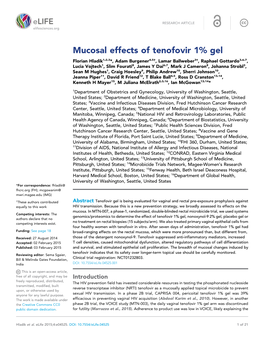 Mucosal Effects of Tenofovir 1%