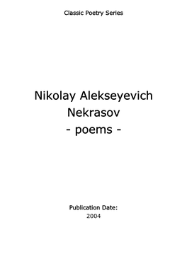 Nikolay Alekseyevich Nekrasov - Poems