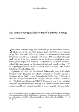 Det Skotska Fartyget Experiment of Leith Och Sverige