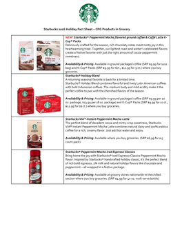 Starbucks 2016 Holiday Fact Sheet – CPG Products in Grocery