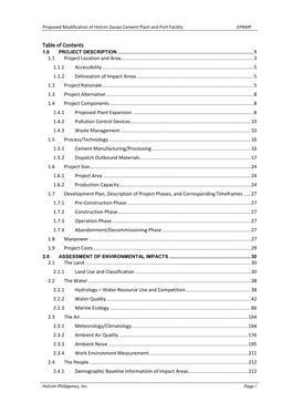 Table of Contents 1.0 PROJECT DESCRIPTION