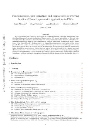 Function Spaces, Time Derivatives and Compactness for Evolving Families of Banach Spaces with Applications to Pdes