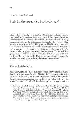Body Psychotherapy Is a Psychotherapy1