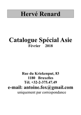 Hervé Renard Catalogue Spécial Asie