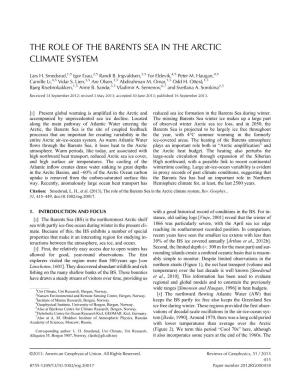 The Role of the Barents Sea in the Arctic Climate System