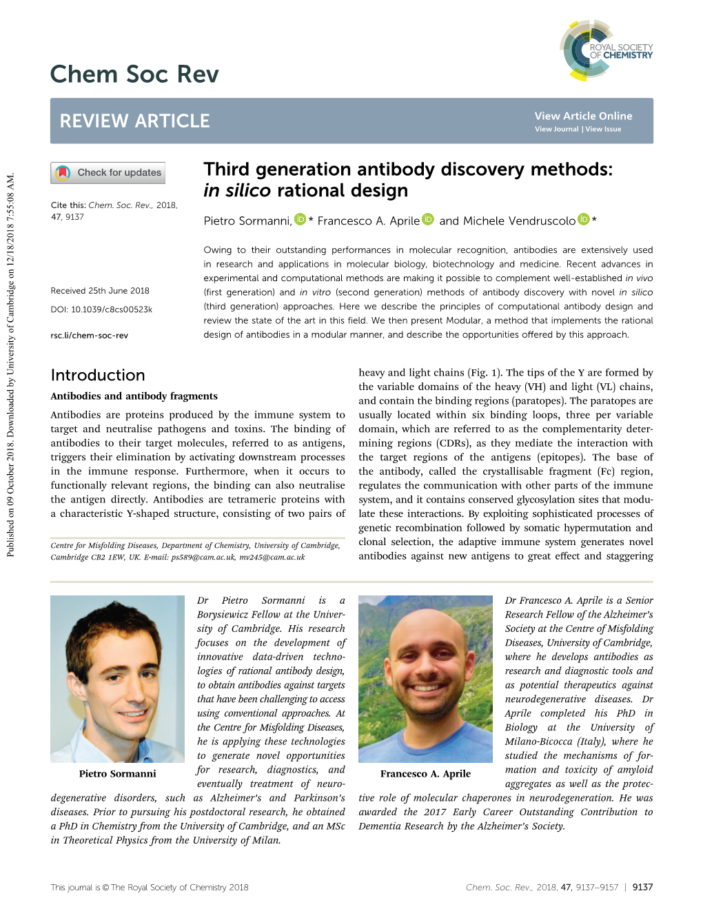 Third Generation Antibody Discovery Methods: in Silico Rational Design Cite This: Chem