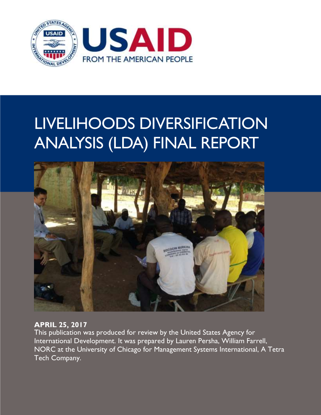 Livelihoods Diversification Analysis (Lda) Final Report