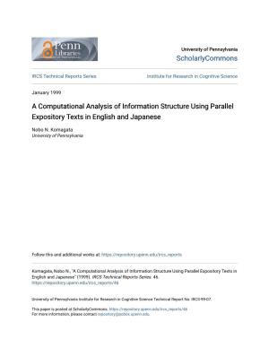 A Computational Analysis of Information Structure Using Parallel Expository Texts in English and Japanese