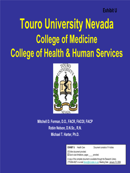 Touro University Nevada College of Medicine College of Health & Human Services