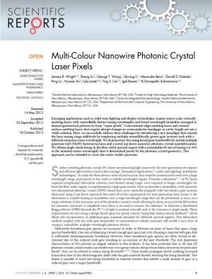 Multi-Colour Nanowire Photonic Crystal Laser Pixels