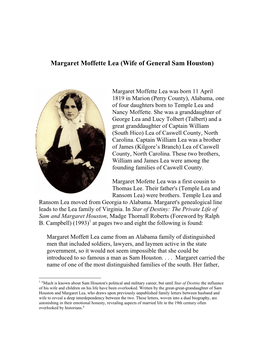 Margaret Moffette Lea (Wife of General Sam Houston)