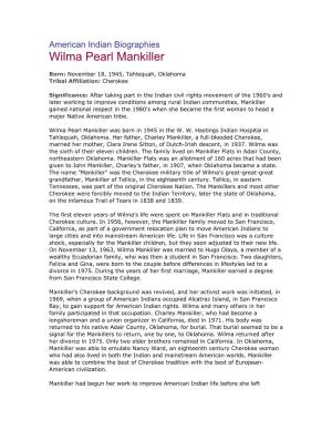 Wilma Pearl Mankiller