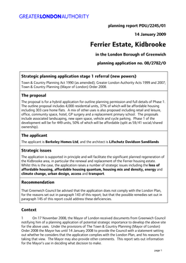 Ferrier Estate, Kidbrooke in the London Borough of Greenwich Planning Application No