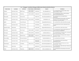 State - Telangana - Lead District Manager (LDM) Contact Details with All New Districts