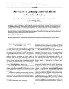 Photobiosensors Containing Luminescent Bacteria