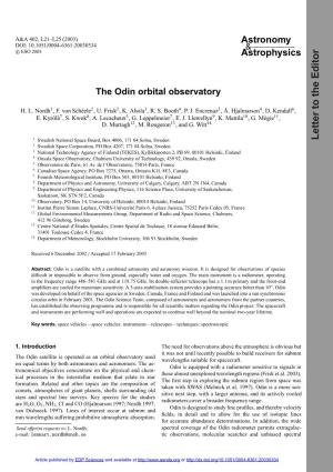The Odin Orbital Observatory